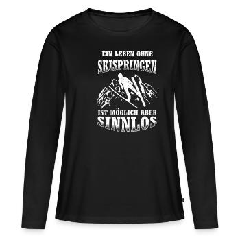 Une vie sans saut à ski, c’est possible, mais ça ne sert à rien - T-shirt manches longues Premium bio Femme - noir - Devant - Julia (174cm)