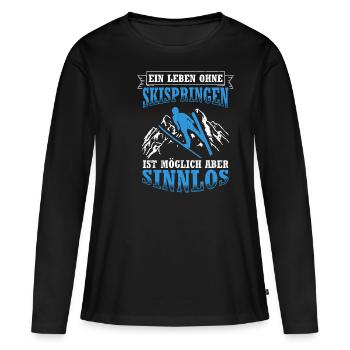 Une vie sans saut à ski, c’est possible, mais ça ne sert à rien - T-shirt manches longues Premium bio Femme - noir - Devant - Julia (174cm)