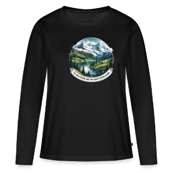 Je préfère être en Suisse vacancier - T-shirt manches longues Premium bio Femme - noir - Devant - Julia (174cm)