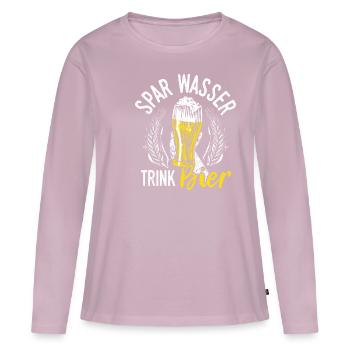 Spar Eau Boire Bière Bière Pong Houblon Alcool Trin - T-shirt manches longues Premium bio Femme - rose poudré - Devant - Julia (174cm)