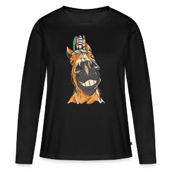 Chevaux de l’Ouest sauvage Western Chevaux Cheval Gaul Ross - T-shirt manches longues Premium bio Femme - noir - Devant - Julia (174cm)