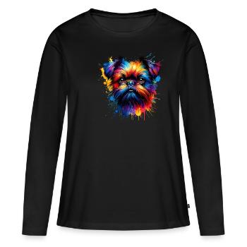 Splash Art Coloré Bruxelles Griffon Griffon - T-shirt manches longues Premium bio Femme - noir - Devant - Julia (174cm)