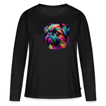 Pop Art Coloré Bruxelles Griffon Griffon - T-shirt manches longues Premium bio Femme - noir - Devant - Julia (174cm)