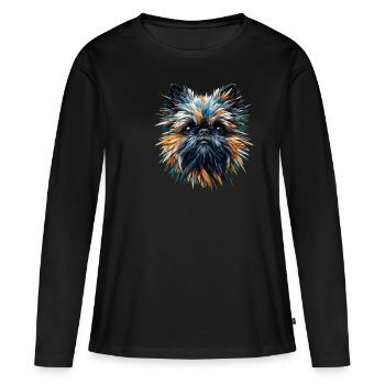Polygone Art Bruxelles Griffon Griffon Bruxellois - T-shirt manches longues Premium bio Femme - noir - Devant - Julia (174cm)