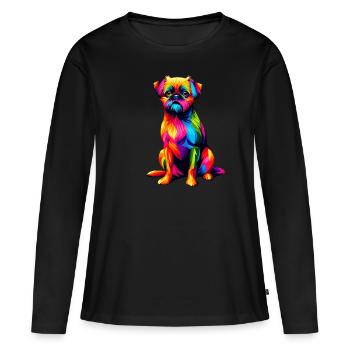 Pop Art Coloré Bruxelles Griffon Griffon - T-shirt manches longues Premium bio Femme - noir - Devant - Julia (174cm)