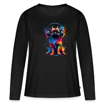 Casque Splash Art Brussels Griffon Griffon - T-shirt manches longues Premium bio Femme - noir - Devant - Julia (174cm)