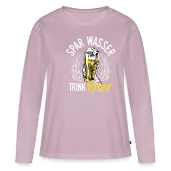 Spar Eau Boire Bière Bière Pong Houblon Alcool Trin - T-shirt manches longues Premium bio Femme - rose poudré - Devant - Julia (174cm)