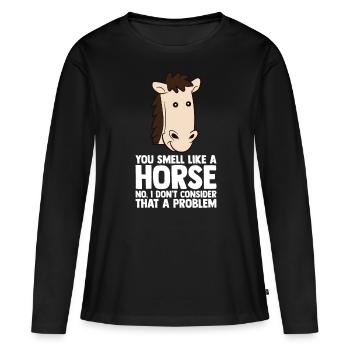 Amoureux des chevaux Équitation équestre - T-shirt manches longues Premium bio Femme - noir - Devant - Julia (174cm)