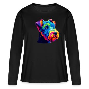 Terriers Terriers Colorés Pop Art Kerry Blue Terrier - T-shirt manches longues Premium bio Femme - noir - Devant - Julia (174cm)