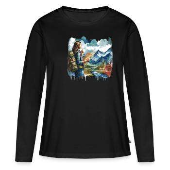 Travel Traveling Adventure Traveler - Women's Premium Organic Long Sleeve Shirt - black - Front - Julia (174cm)