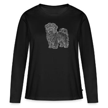Line Art Tibétain Terrier Terriers - T-shirt manches longues Premium bio Femme - noir - Devant - Julia (174cm)