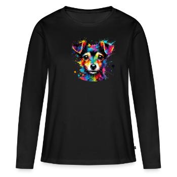 Colorful Splash Art Toy Fox Terrier American Toy - Women's Premium Organic Long Sleeve Shirt - black - Front - Julia (174cm)