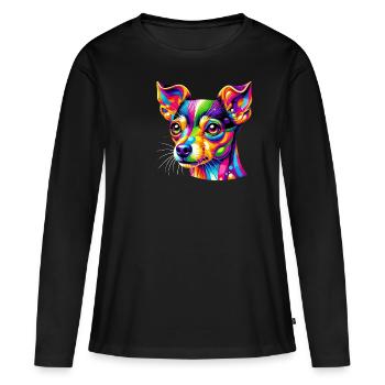 Colorful Pop Art Toy Fox Terrier American Toy - Women's Premium Organic Long Sleeve Shirt - black - Front - Julia (174cm)