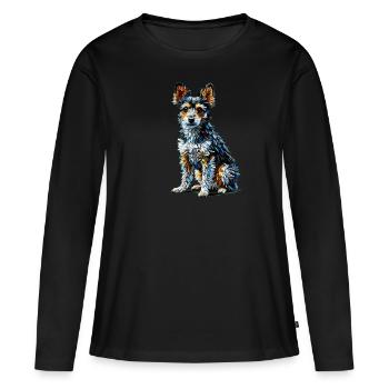 Polygon Art Toy Fox Terrier American Toy Terriers - Women's Premium Organic Long Sleeve Shirt - black - Front - Julia (174cm)
