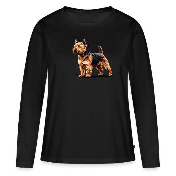 Art géométrique Norfolk Terrier Terriers - T-shirt manches longues Premium bio Femme - noir - Devant - Julia (174cm)