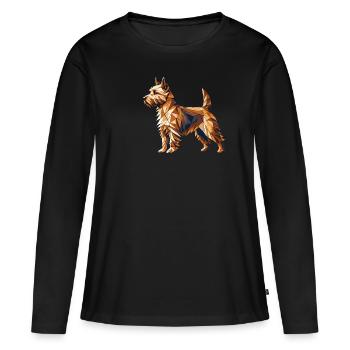 Art géométrique Norwich Terrier Terriers - T-shirt manches longues Premium bio Femme - noir - Devant - Julia (174cm)