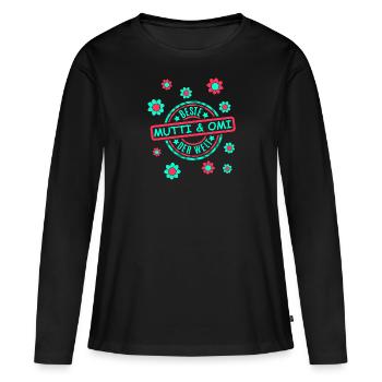 Beste Omi Mutti Blumen - Frauen Premium Bio Langarmshirt - Schwarz - Vorne - Julia (174cm)