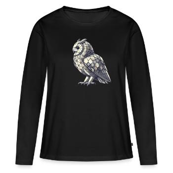 Geometric Art Owl Bird Owlet Owls Lover - Women's Premium Organic Long Sleeve Shirt - black - Front - Julia (174cm)