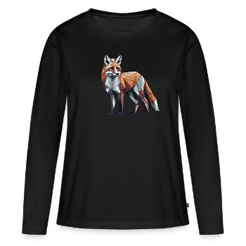 Geometric Art Fox Foxes - Women's Premium Organic Long Sleeve Shirt - black - Front - Julia (174cm)