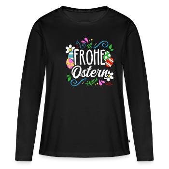 Joyeuses Pâques - T-shirt manches longues Premium bio Femme - noir - Devant - Julia (174cm)