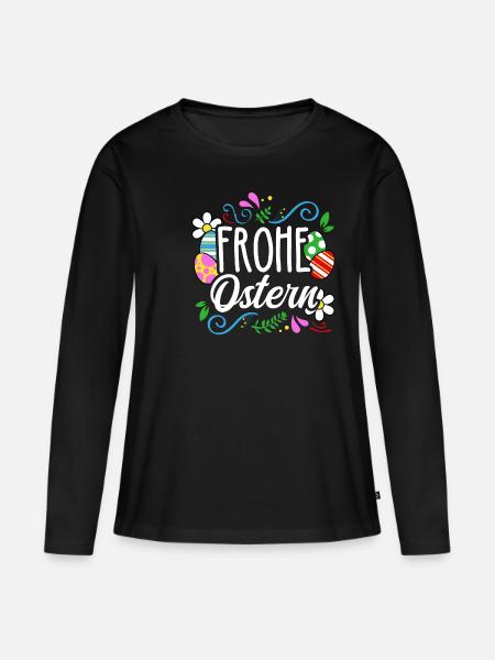 Frohe Ostern - Frauen Premium Bio Langarmshirt - Schwarz
