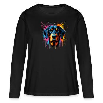 Coloré Splash Art Bavarian Mountain Scent Hound - T-shirt manches longues Premium bio Femme - noir - Devant - Julia (174cm)