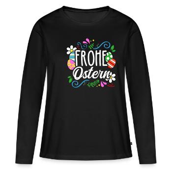Joyeuses Pâques - T-shirt manches longues Premium bio Femme - noir - Devant - Julia (174cm)