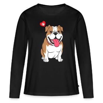 Bouledogue - T-shirt manches longues Premium bio Femme - noir - Devant - Julia (174cm)