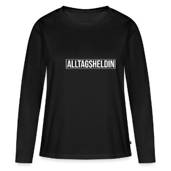 Alltags Heldin - Muttertag Geschenk Beste Altenpfl - Frauen Premium Bio Langarmshirt - Schwarz - Vorne - Julia (174cm)