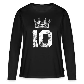 Couronne de 10 chiffres - T-shirt manches longues Premium bio Femme - noir - Devant - Julia (174cm)
