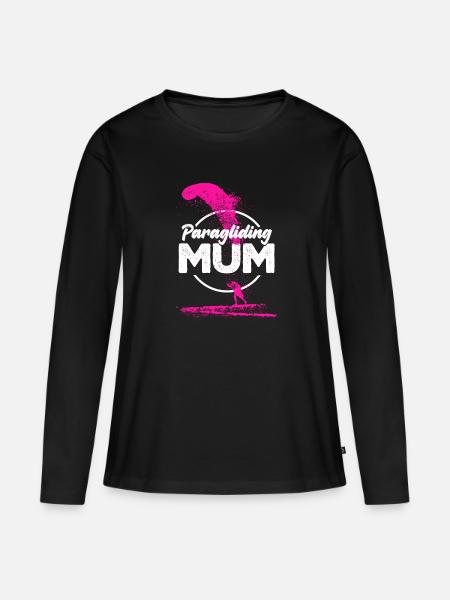 Paragliding Mum pink - Women's Premium Organic Long Sleeve Shirt - black