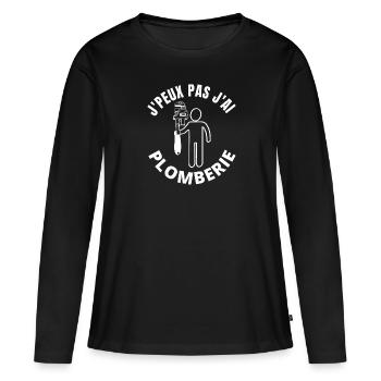 j peux pas j ai plomberie - T-shirt manches longues Premium bio Femme - noir - Devant - Julia (174cm)
