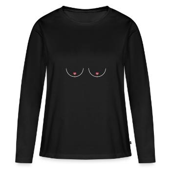 Nipple Chest Boobs Déclaration Drôle d’idée de cadeau - T-shirt manches longues Premium bio Femme - noir - Devant - Julia (174cm)