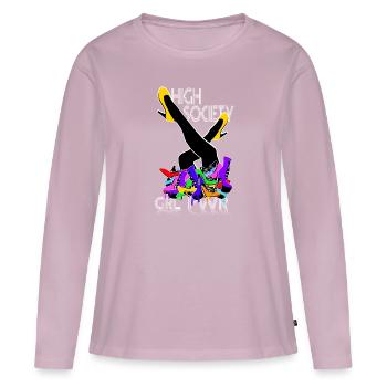 high society heels girl power - Frauen Premium Bio Langarmshirt - Altrosa - Vorne - Julia (174cm)