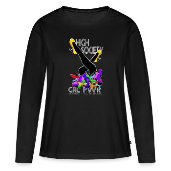 high society heels girl power - Frauen Premium Bio Langarmshirt - Schwarz - Vorne - Julia (174cm)