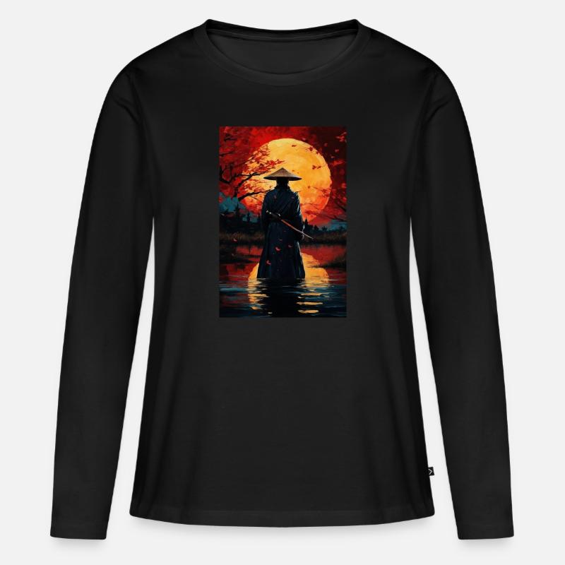 Samurai - Frauen Premium Bio Langarmshirt - Schwarz