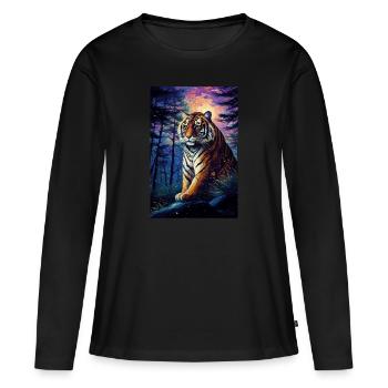 Tigre - T-shirt manches longues Premium bio Femme - noir - Devant - Julia (174cm)
