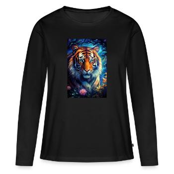 Tigre - T-shirt manches longues Premium bio Femme - noir - Devant - Julia (174cm)