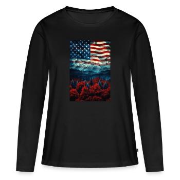 États-Unis - T-shirt manches longues Premium bio Femme - noir - Devant - Julia (174cm)