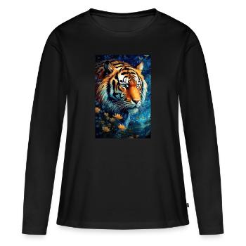 tigre - T-shirt manches longues Premium bio Femme - noir - Devant - Julia (174cm)