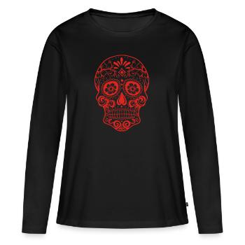 Tattoo Skull Outlaw Streetwear - T-shirt manches longues Premium bio Femme - noir - Devant - Julia (174cm)