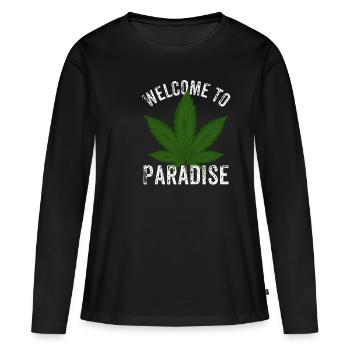 Bienvenue sur Paradise Cannabis Cannabis Marijuana Cannabis - T-shirt manches longues Premium bio Femme - noir - Devant - Julia (174cm)