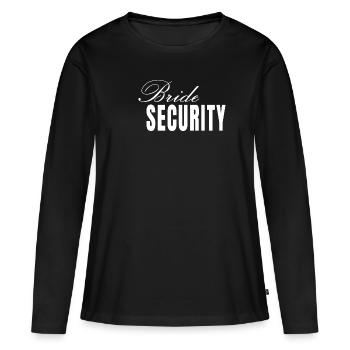 Sécurité de la mariée - T-shirt manches longues Premium bio Femme - noir - Devant - Julia (174cm)