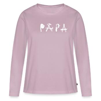 Papa bricolage outil - T-shirt manches longues Premium bio Femme - rose poudré - Devant - Julia (174cm)