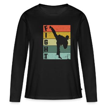 Combat de karaté combattant Combattant de karaté - T-shirt manches longues Premium bio Femme - noir - Devant - Julia (174cm)