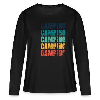 CAMPING Camping Camping Camping - Frauen Premium Bio Langarmshirt - Schwarz - Vorne - Julia (174cm)