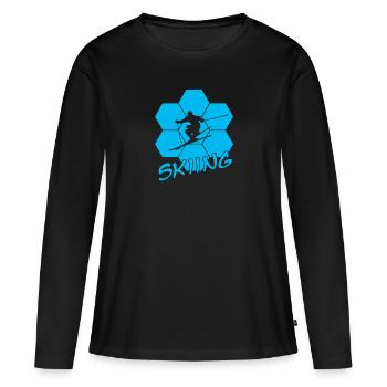 Ski - Frauen Premium Bio Langarmshirt - Schwarz - Vorne - Julia (174cm)