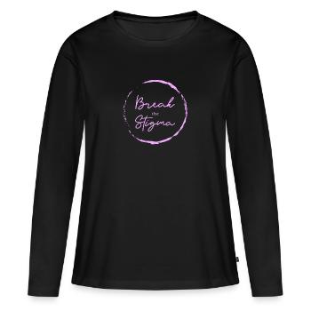 Break The Stigma - Frauen Premium Bio Langarmshirt - Schwarz - Vorne - Julia (174cm)
