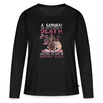Samurai Aikido Ronin - Frauen Premium Bio Langarmshirt - Schwarz - Vorne - Julia (174cm)