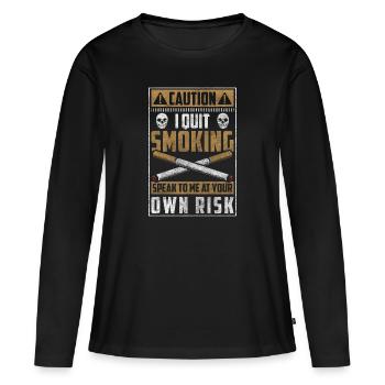 Arrêter la nicotine en bonne santé - T-shirt manches longues Premium bio Femme - noir - Devant - Julia (174cm)